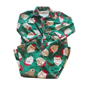 Carter's 4T Green Red Santa Claus Reindeer Christmas Holiday Pajamas
